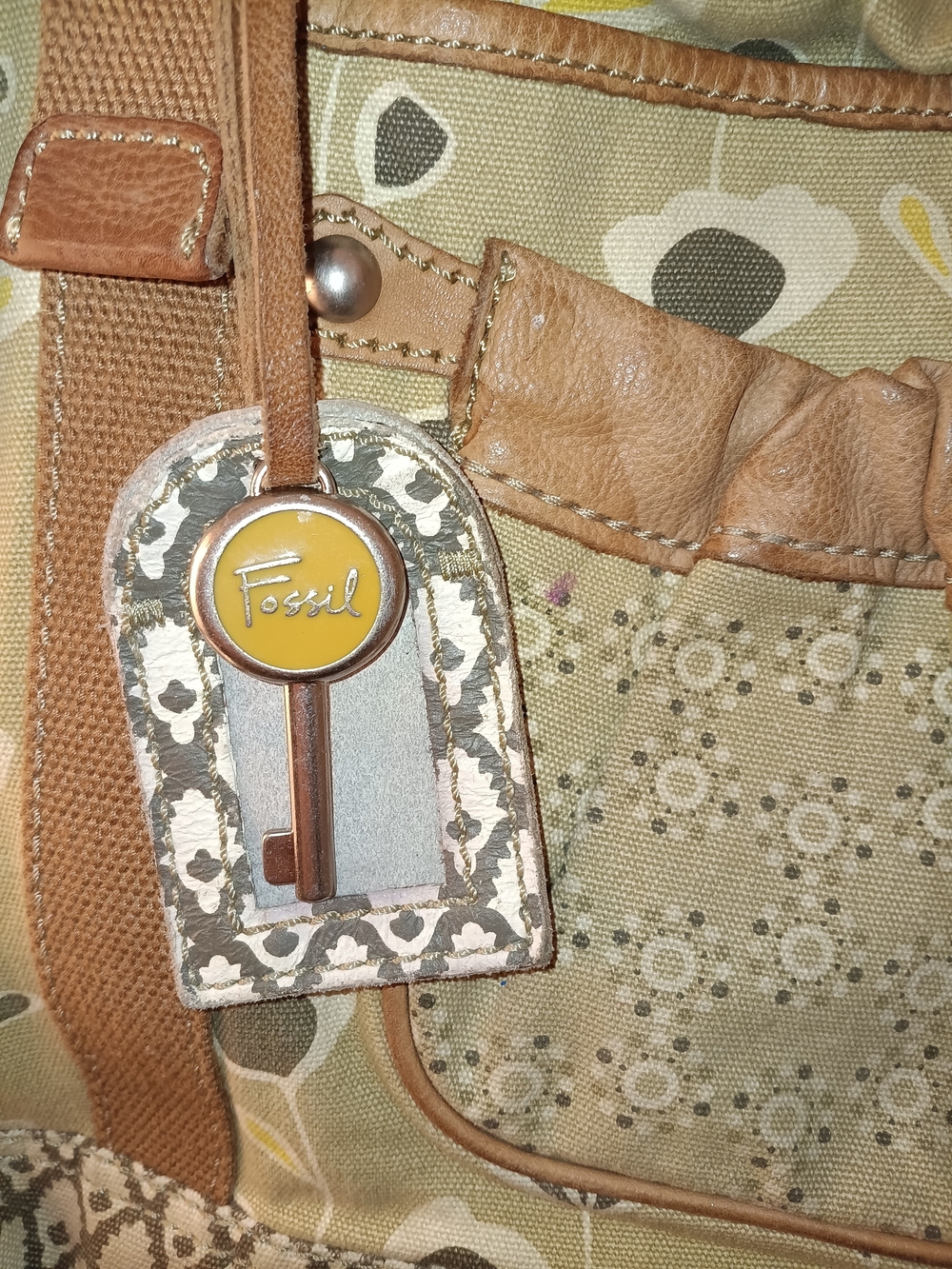 Fossil Beige Brown Tote Bag with Leather Straps - Picture 2 of 13